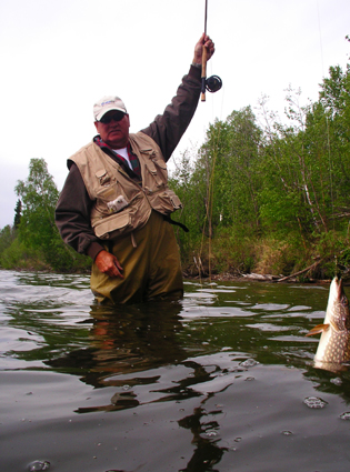 Tim landing a Northern Pike