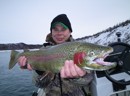 Spencer with 27 inch Rainbow Trout