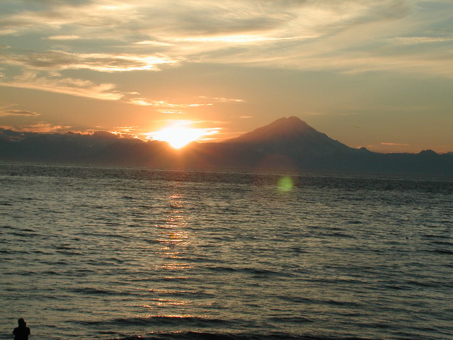 Sunset behind Mt Redoubt