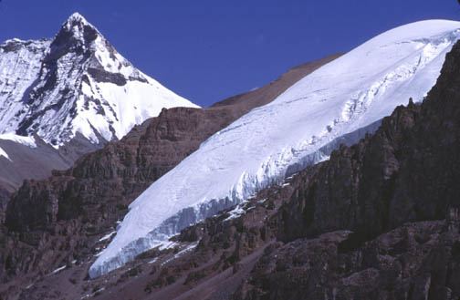 The hanging glacier on the way between BC and ABC.