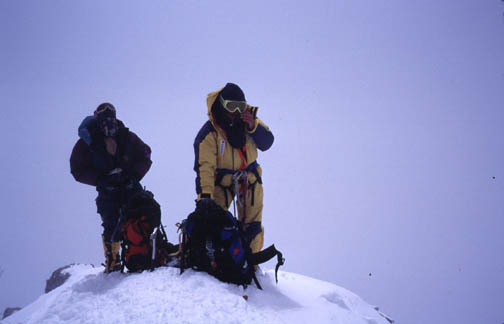 Tadek and Ryszard preparing to depart from the summit.