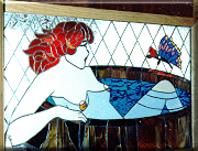 stain glass lady in bath