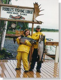 Kristi with her Alaskan King Salmon and Mitch