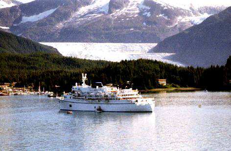 Tour Ship with Mendenhal Glacier in Background